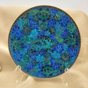 Gorgeous Vintage Blue with Gold Cloisonne Enamel Trinket Dish